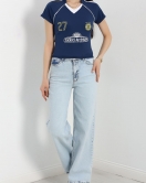 Baskı Detaylı Crop Body İndigo - 40416.1856.
