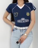 Baskı Detaylı Crop Body İndigo - 40416.1856.