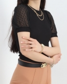Kolları Tül Detaylı Bluz Siyah - 40401.224.