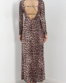 Sırt Dekolteli Elbise Leopar - 40434.1966.