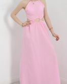 İnce Askılı Bel Detaylı Elbise Pembe - 40451.1966.