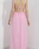 İnce Askılı Bel Detaylı Elbise Pembe - 40451.1966.