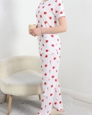 Kısa Kollu Süprem Pijama Takımı Beyazkırmızı - 40458.1048.