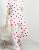 Kısa Kollu Süprem Pijama Takımı Beyazkırmızı - 40458.1048.