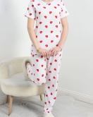Kısa Kollu Süprem Pijama Takımı Beyazkırmızı - 40458.1048.