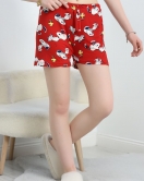 Desenli Milan Kumaş Pijama Şort Bordobeyaz - 60241.1878.