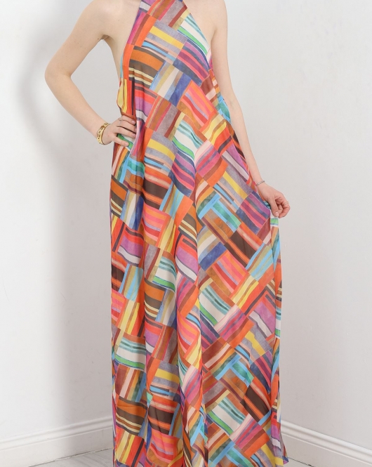 Halter Yaka Elbise Turuncu - 40449.1966.