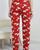 Desenli Milan Kumaş Pijama Altı Bordobeyaz - 60240.1878.