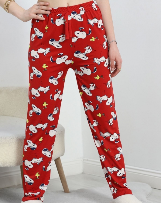 Desenli Milan Kumaş Pijama Altı Bordobeyaz - 60240.1878.
