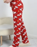 Desenli Milan Kumaş Pijama Altı Bordobeyaz - 60240.1878.