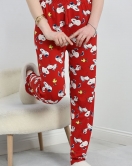 Desenli Milan Kumaş Pijama Altı Bordobeyaz - 60240.1878.
