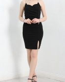 Taş Askılı Mini Elbise Siyah - 583209.1592.