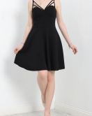 Çift Askılı Balen Detaylı Mini Elbise Siyah - 582496.1592.