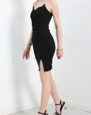 Taş Askılı Mini Elbise Siyah - 583209.1592.