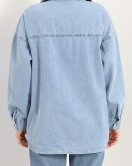 Oversize Çift Cepli Kot Ceket Açıkmavi - 60055.1946.