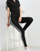 Çift Şerit Kısa Kol Body Takım Siyah - 40468.053.