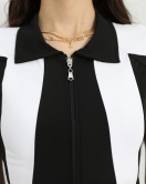 Fermuar Detaylı Polo Yaka Body Siyahbeyaz - 40420.1856.