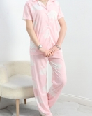 Gömlek Yaka Kısa Kol Pijama Takımı Tozpembe - 720.1287.
