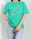 Baskılı Oversize Tişört Yeşil - 22609.1878.