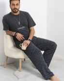 Baskılı Erkek Pijama Takımı Antrasit - 40413.1961.
