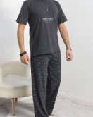 Baskılı Erkek Pijama Takımı Antrasit - 40413.1961.