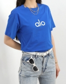 Baskılı Oversize Tişört Saks - 22606.1878.