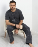 Baskılı Erkek Pijama Takımı Antrasit - 40413.1961.