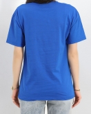 Baskılı Oversize Tişört Saks - 22606.1878.