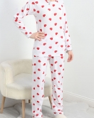 Bisiklet Yaka Süprem Pijama Takımı Beyazkırmızı - 40459.1048.