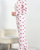 Bisiklet Yaka Süprem Pijama Takımı Beyazkırmızı - 40459.1048.