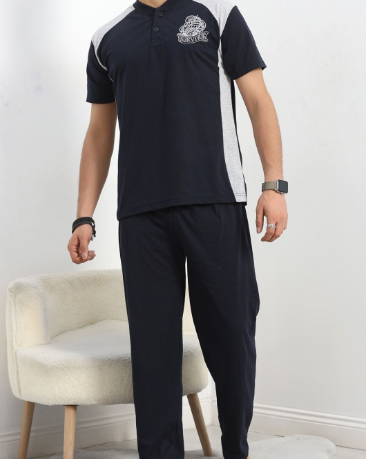 Erkek Pijama Takımı Lacivertgri - 40461.1838.