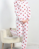 Bisiklet Yaka Süprem Pijama Takımı Beyazkırmızı - 40459.1048.