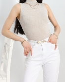 Dik Yaka Sıfır Kol Yumoş Body Bej1 - 50208.1723.