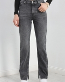 Paça İçten Yırtmaçlı Straight Jean Füme - 30361.1968.