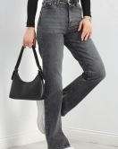 Paça İçten Yırtmaçlı Straight Jean Füme - 30361.1968.