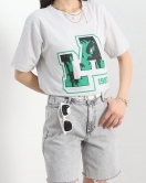 Baskılı Oversize Tişört Gri - 22616.1878.