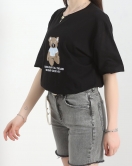 Baskılı Oversize Tişört Siyah - 22618.1878.