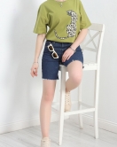 Baskılı Oversize Tişört Yağyeşili - 22604.1878.