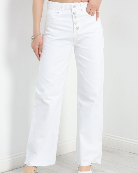 Straight Kot Pantolon Beyaz - 30357.1946.