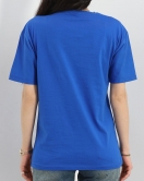Baskılı Oversize Tişört Saks - 22611.1878.