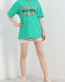 Baskılı Oversize Tişört Yeşil - 22608.1878.