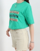 Baskılı Oversize Tişört Yeşil - 22608.1878.