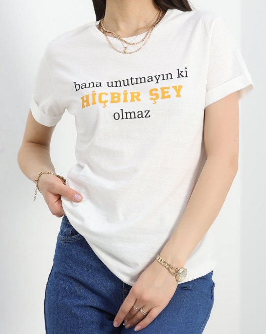 Baskılı Tişört Ekru1 - 40494.1720.