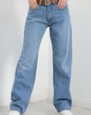Kemerli Straight Kot Pantolon Açıkmavi - 30394.1975.