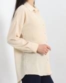Kolyeli Oversize Tunik Gömlek Bej - 1207.1289.