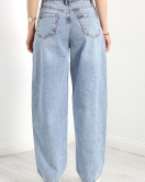 Bel Ayarlamalı Baggy Kot Pantolon Buzmavi - 30395.1975.