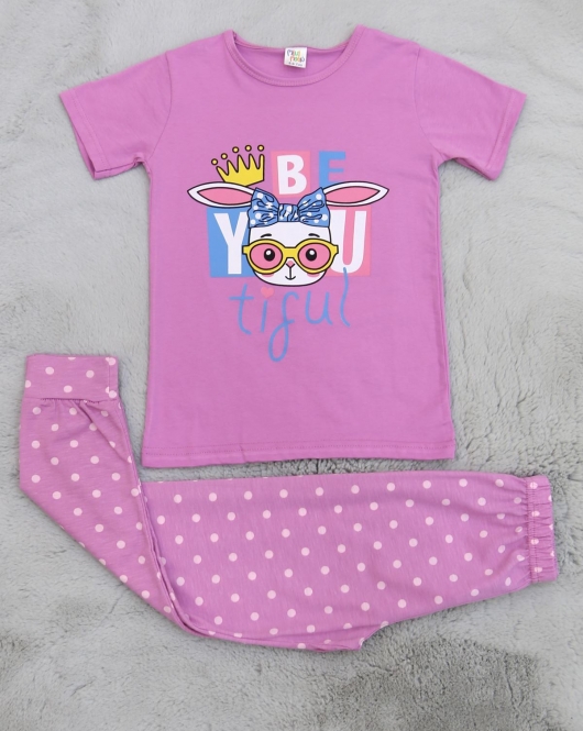 5-12 Yaş Süprem Kız Pijama Takımı Lila - 40607.1951.