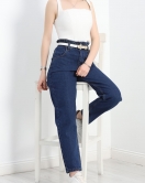 Beli Lastikli Boyfriend Kot Pantolon Koyumavi - 30484.1966.