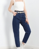 Beli Lastikli Boyfriend Kot Pantolon Koyumavi - 30484.1966.