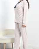 Büyük Beden Dantelli Pijama Takımı Bej - 773.1287.